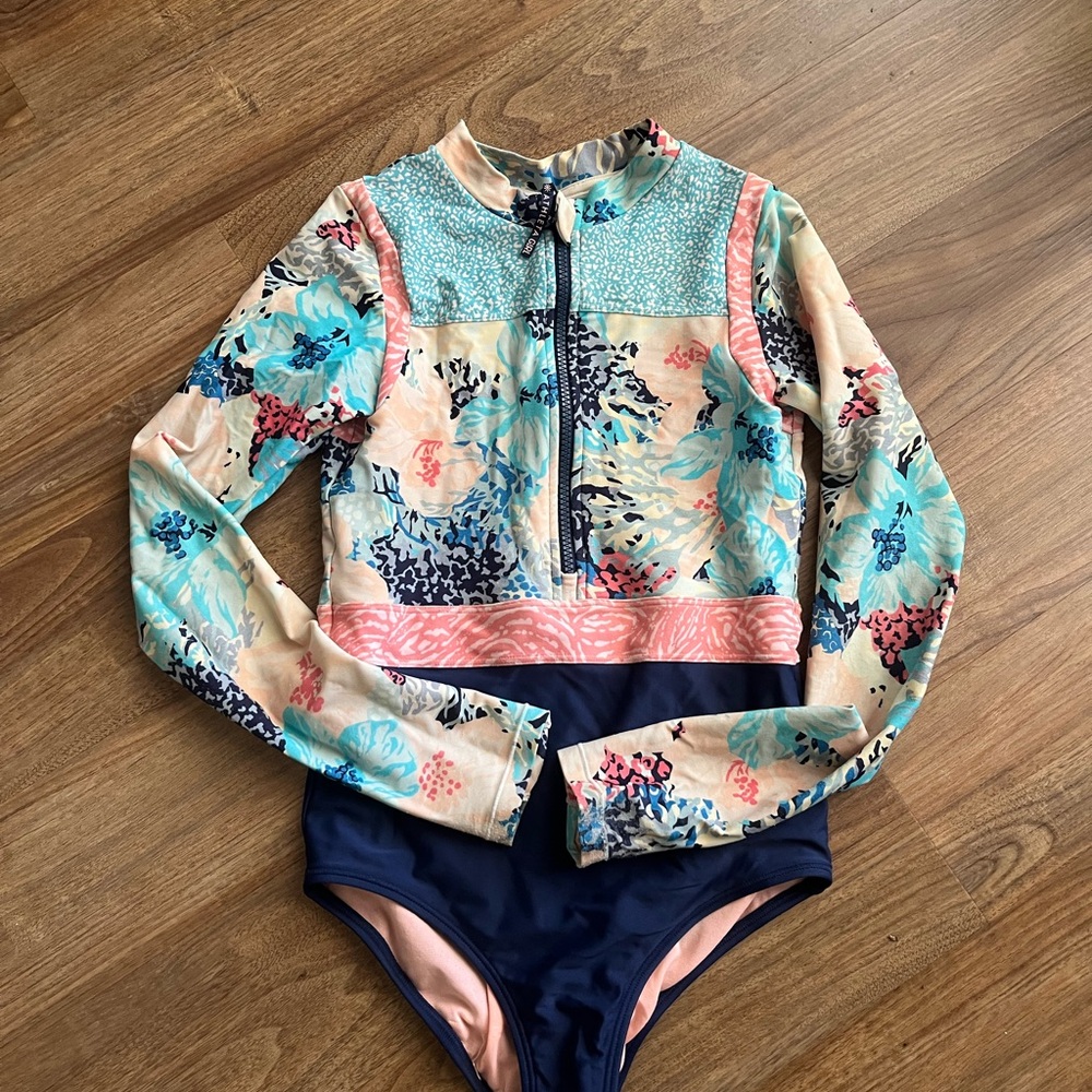 Athleta girl long sleeve swim one piece suit size 12